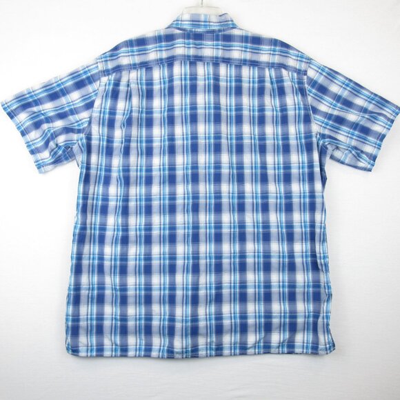 Eddie Bauer Short Sleeve Shirt Men's Size XL Blue Plaid Button Down - Picture 4 of 7